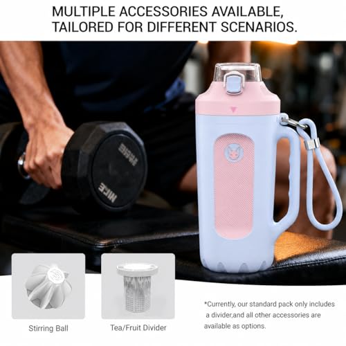 32oz Insulated Water Bottle Multi-Function Sports Jug with Handle & Magnetic Blender - Leak Resistant for Baseball Football Gym & Outdoor Activities (Dreamy Purple & Pink) - color: Dreamy Purple & Pink