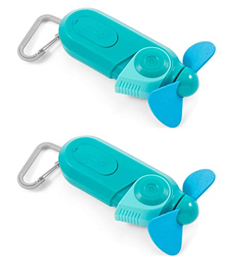 O2COOL Small Sport Misting Fan with Carabiner Clip 2-Pack Teal - color: Teal, size: 2 Packs