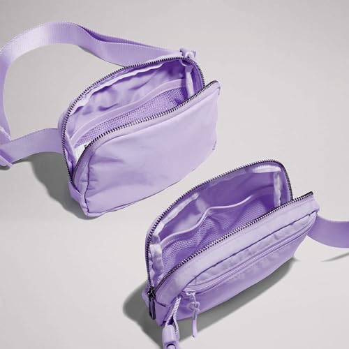 YOSHUYUKI Cross Body Fanny Packs for Women Fashion Waist Bag Pouch Nylon Small Travel Crossbody Bags Mini Purse Everywhere Belt Bag Bum Bag Adjustable Strap for Workout Running Hiking Lavender Fog - color: Lavender Fog