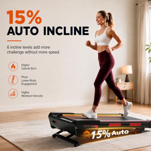 Jogwell Walking Pad with 15% Auto Incline, Full-Deck Design - color: Grey