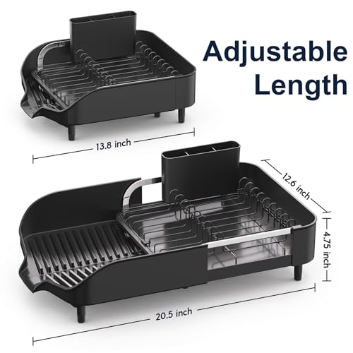 PULIDIKI Dish Drying Rack, Expandable Dish Rack for Kitchen Counter