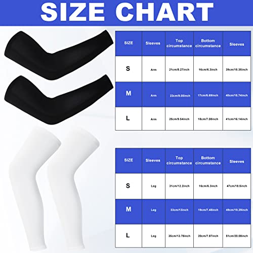 2 Pairs Compression Leg Sleeves Full Leg Compression Sleeve UV Protection Arm Sleeves with Anti-slip Silicone Strips - size: Medium