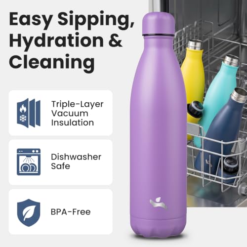 Konokyo 25 oz Insulated Stainless Steel Water Bottle, Lavender - color: Lavender, size: 25 Ounces