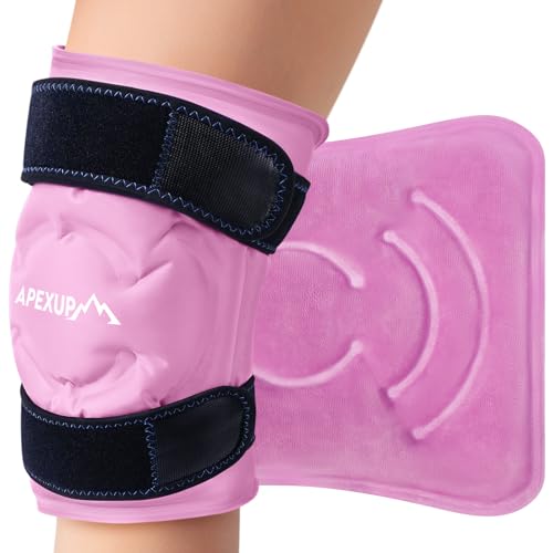 APEXUP Ice Pack for Knee Pain Relief, Large Reusable Wrap After Surgery, Flexible Gel Cold Pack for Injuries, Pain Relief for Back, Shoulder, Elbow, Ankle and Leg (Pink, XXL, 1PK) - size: 2X-Large-1PK, style: Pink