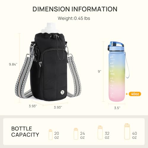 Telena Water Bottle Holder with Strap RFID Crossbody Bags for Women - color: Z-Black