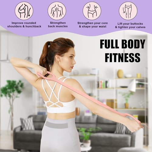 Figure 8 Resistance Bands with Handles,Silicone Exercise Band Set - color: B01-2Pcs Pink 15Lb & Purple 25Lb