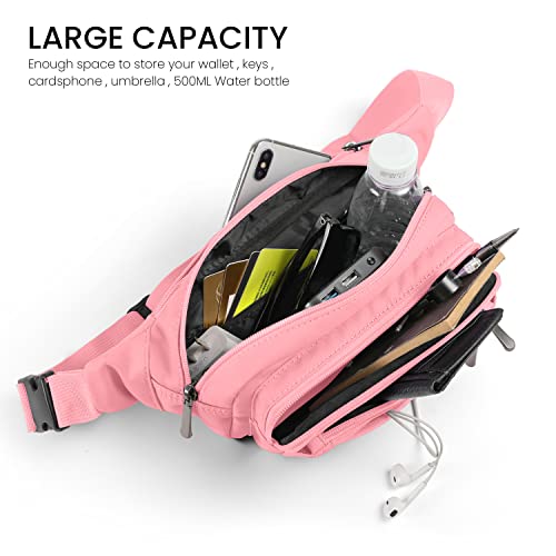 CXWMZY Fanny Packs For Women & Men Waist Pack Hip Bum Bag with Multi-Pockets Large Capacity Waterproof Casual Bum Bag for Disney Traveling Casual Cycling Running Hiking (Pink) - color: Pink