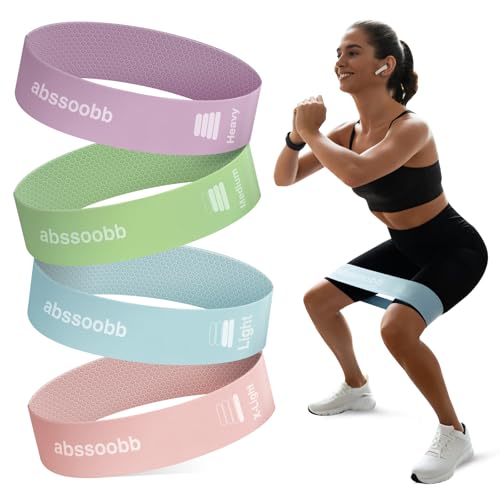 Silicone Resistance Bands, Wide Non-Slip Exercise Loop Bands - color: Pink, Blue, Green, Purple
