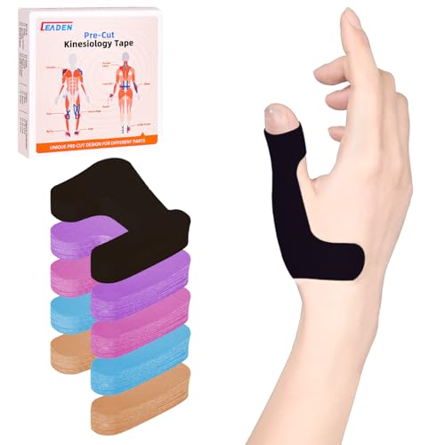 Precut Kinesiology Tape for Thumb, Right Hand, 40 Pcs, Black - color: Black, size: Right Hand