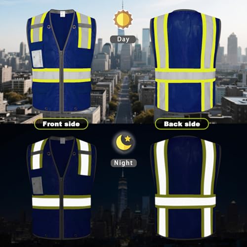 Hi Vis Vest for Men Mesh Reflective Safety Vest, Blue 3XL - color: Blue, size: 3X-Large