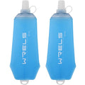 WRELS 200ml/350ml/500ml Collapsible Soft Flask,BPA Free Folding Soft Water Bottle with Hanging Ring,Lightweight TPU Hydration Flask for Running Marathon Cycling Hiking(500ml-2 Packs) - color: Blue-500ml*2
