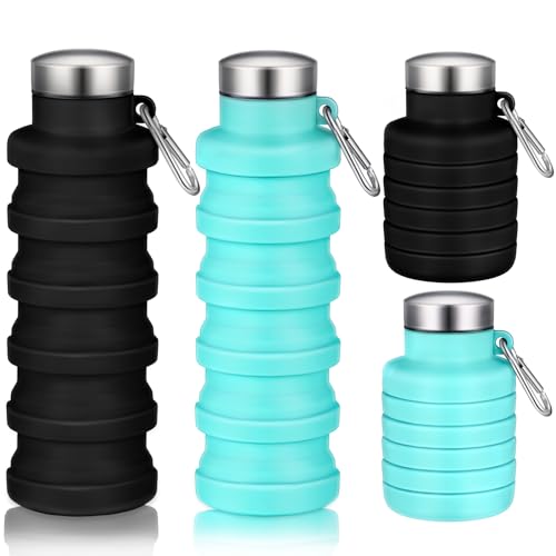 Baderke 2 Pcs Collapsible Water Bottles, 17oz, Green, Black - color: Green, Black