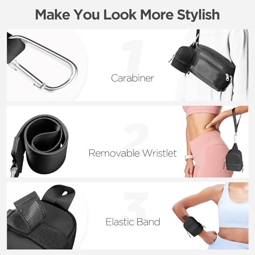 Babysun Mini Backpack Keychain Wristlet Pouch Small Change Coin Purse Cute Zipper Wallet With 3 RFID Card Slots For Women/Men Airpods Cosmetics - color: Black
