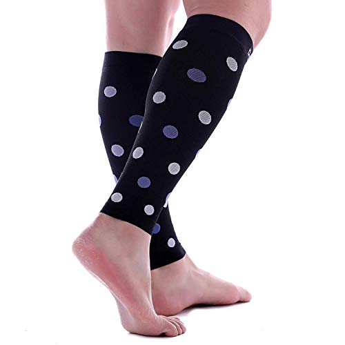 Doc Miller Calf Compression Sleeves 20-30 mmHg for Women & Men, 1 Pair - color: Black/Violetwhite, size: Small