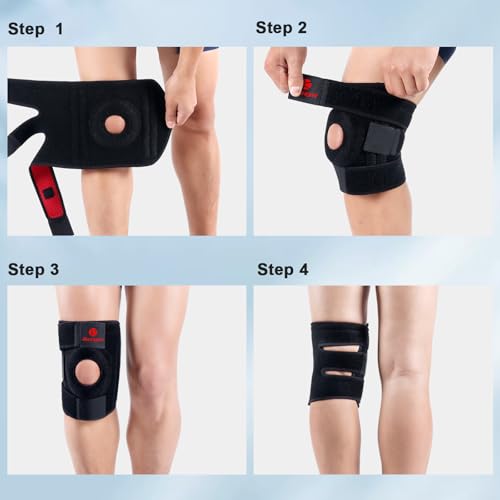 Kuangmi Knee Brace with Side Stabilizers & Patella Gel Pad,Adjustable Compression Knee Support with Arthritis Relief,Injury Recovery,Running,Weightlifting,Climbing(Black,2-Springs,S/M - color: Black(2 Springs), size: S/M