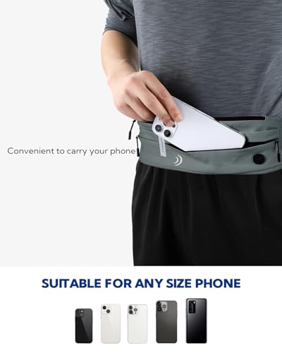 WATERFLY Running Belt Fanny Pack:Phone Holder Belt for Men Women - color: Dark Grey