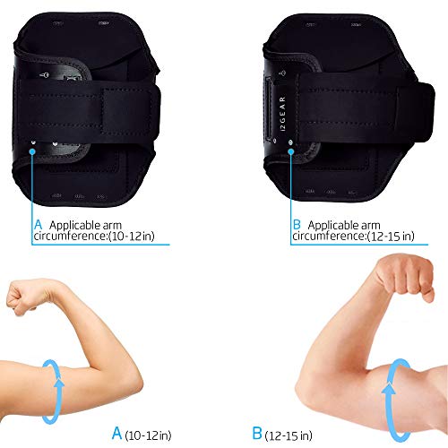 Cell Phone Armband Case for iPhone 16, 15, 14, 13 with Adjustable Band & Key Holder for Running, Exercise and Recreation (Black)
