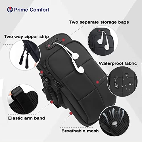 Prime Comfort Phone Arm Bands for Running, Armband Cell Phone Holder for Exercise (Black) - color: Black