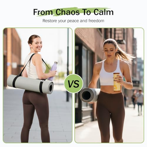 Slim Panda Yoga Mat Strap, Adjustable Soft Cotton Carrier - color: Black, size: 72 inches