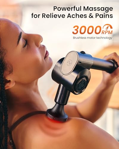 NAPRE Massage Gun with Heat,Deep Tissue Handheld Percussion Back Massager for Muscle/Neck/Body Pain Relief with Long Extension Retractable Handle,32-Speeds,Foldable,5 Adjustable Angles,with Carry Case - color: Classic Black