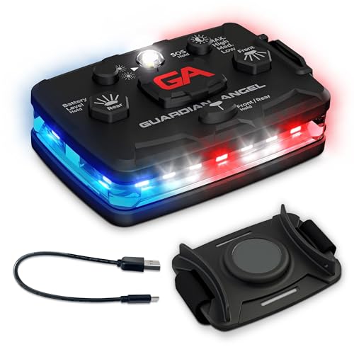Guardian Angel Elite Safety Light - Red/Blue/White Front & Red/Blue Rear - color: Elite Blue/Red, size: 1-Pack