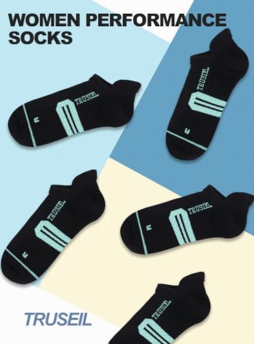 Trusiel Ankle Compression Socks for Women Running Moisture Wicking 5 Pairs - color: Black, size: 6-9