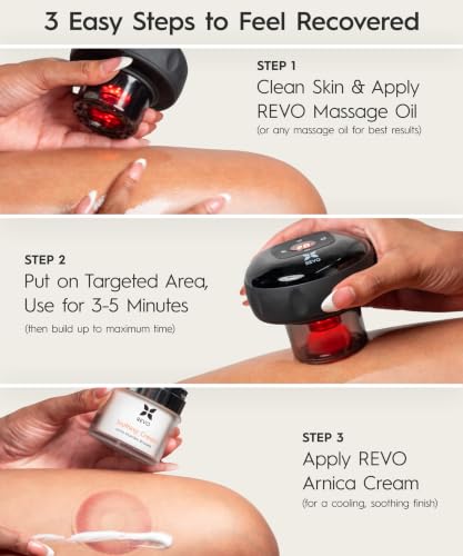 REVO The Original 4-in-1 Smart Cupping Therapy Massager, Red Light Therapy for Targeted Pain Relief, Knots, Aches, Muscle Soreness, Circulation & Tighter Skin, Portable Cupping Kit (Four Pack) - size: 4 Pack