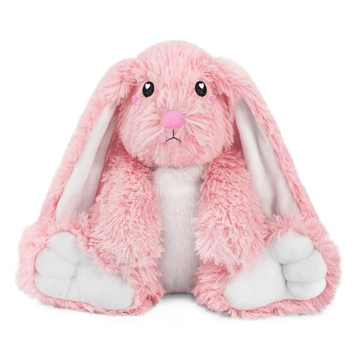Bunny Microwavable Stuffed Animal – 1.5 lb Unscented Heating Pad Plush, Soft Cozy Bunny Toy for Relaxation and Comfort, Gift for Women, Girls, Adults & Kids by Happy Fuel, Pink - color: Pink Bunny