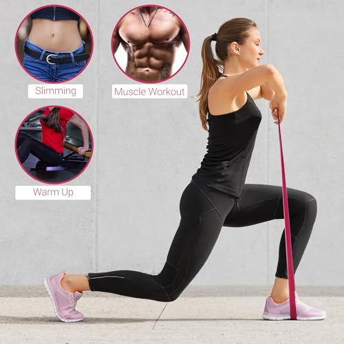 TechStone Resistance Bands Set – 5 Levels Loop Exercise Bands for Men & Women, Elastic Workout Bands for Home Gym, Training, Yoga & Fitness, Carry Bag Included - color: Pink