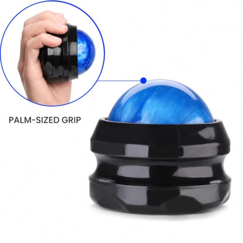 Manual Massage Roller Ball - Massager and Therapy Tool for Sore Muscles, Shoulders, Arms, Neck, Back, Feet, Body, Deep Tissue, Stiffness, Joint Pain, Stress Relief - color: Blue