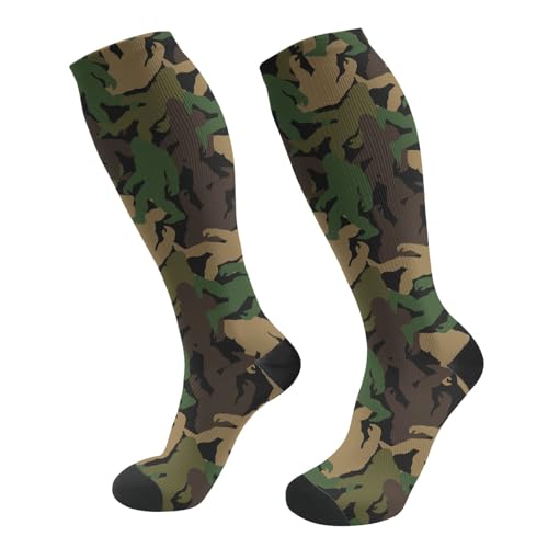 FREEHOTU Compression Knee High Socks for Women/Men Circulation 15-20 Mmhg - color: Camo Sasquatch