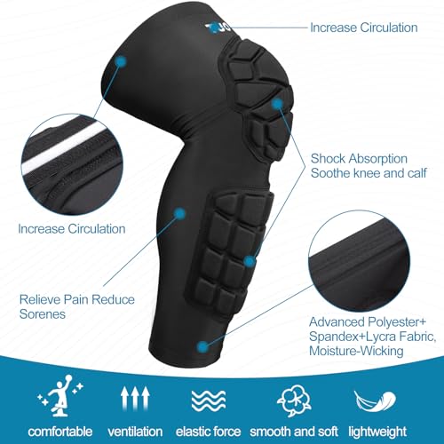 Soccer Shin Knee Guards Sleeves for Men, Women and Youth Calf Compression Sleeve Support for Baseball Football Basketball - size: Large
