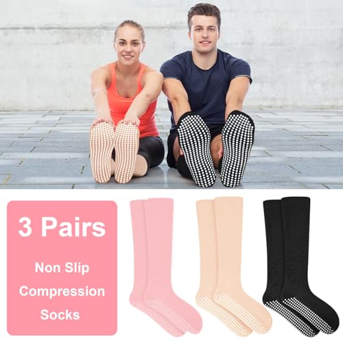 3 Pair Non Slip Compression Socks Women Men - color: Natural Tone, style: Minimalist