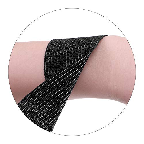 12 Pieces Self Adhesive Bandage Wrap Tape Stretch Self Adherent Cohesive Toe Tape for Sports, Wrist, Ankle, 5 Yards Each (Black, 2 Inches)