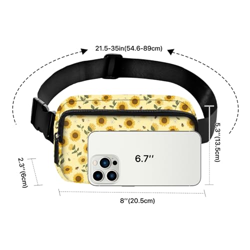 Sunflower Fanny Pack Women Fashion Belt Bag Waterproof Adjustable Strap Waist Pouch Casual Workout Travel Cycling Running - color: Gold