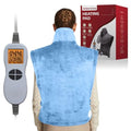 Ambershine 26"x35" XXXL King Size Neck& Shoulder& Back Heating Pad with 12 Temperature Settings& 4 Auto-Off Countdown Timers, Pain Relief for Back/Neck/Shoulder(Light Blue) - color: 03-light Blue