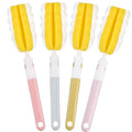 INVODA 4PCS Bottle Brush Long Handle Cup Cleaner Brush Sponge Bottle Scrubber Detachable Handle Portable Sponge Cleaning Brush for Baby Bottle Dishwashing Kitchen Clean Glasses Mugs (4 PCS) - color: Yellow Sponge Brush 4pcs