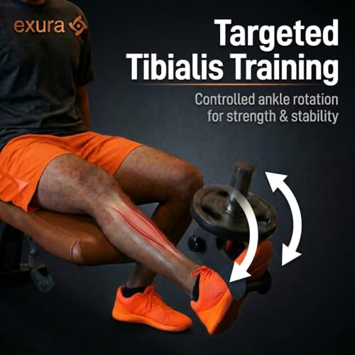 EXURA Tib Bar Tibialis Trainer, Adjustable to Any Foot Size, 1" & 2" Plates