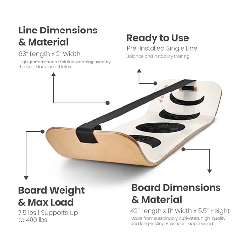 GIBBON SlackBoard, Balance Board Kids & Adults, Slackline Balance Trainer - color: Moon with Stand