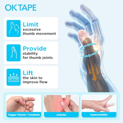 OK TAPE Precut Kinesiology Tape for Thumb, 36 Pcs, Support Thumb Joints - color: Beige