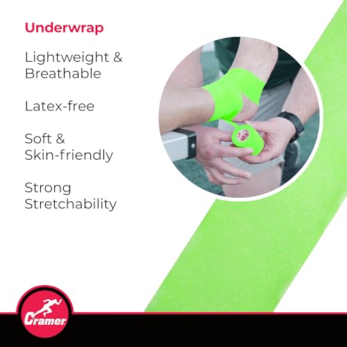 Cramer Tape Underwrap, Bulk Case of 48 Rolls of PreWrap for Athletic Taping, Hair Tie, Headband, Patellar Support, Pre-Wrap Athletic Tape Supplies, 2.75 x 30 Yard Rolls of Pre Wrap, Brite Green - color: Bright Green