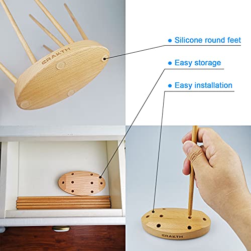 CRAKTH Plastic Bag and Bottle Drying Rack, Reusable Ziplock and Freezer Bag Dryer Rack, Space Saving, Beech Wood