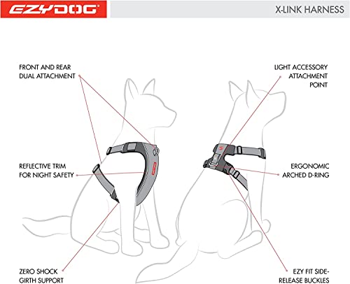 EzyDog X-Link Dog Harness, No Pull Design with Front D-Ring - Medium, Blue - color: Blue, size: Medium