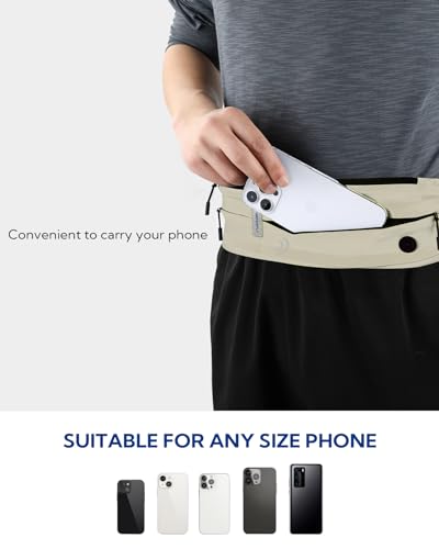 WATERFLY Running Belt Fanny Pack:Phone Holder Belt for Men Women - color: off-white