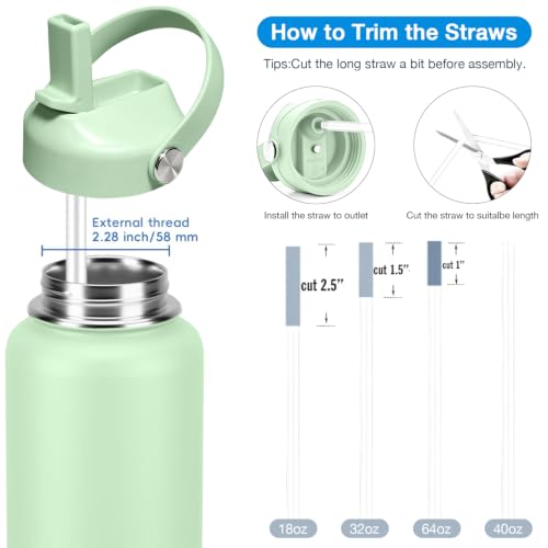 Straw lid for Hydroflask Wide Mouth Water bottle,Flex Straw Lid compatible with Hydro Flask 12 16 18 20 32 40 64 oz,Sports Straw Cap Flip Top Lid Water Bottle Lid Accessories… - color: Green 2