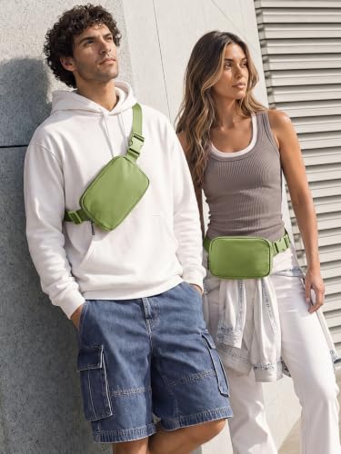 ODODOS Unisex Mini Belt Bag with Adjustable Strap Small Fanny Pack for Workout Running Traveling Hiking, Olive - color: Olive