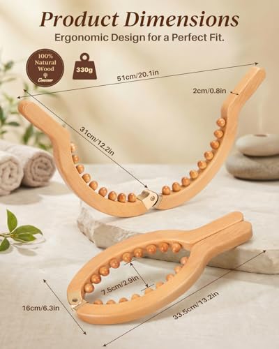 Wooden Lymphatic Drainage Cellulite Lipedema Massager for Leg Thigh Calf - size: Leg Bead Massager