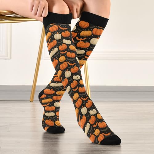 Wusikd Milk Cow Compression Socks for Women and Men Circulation Flowers Long Socks for Athletic Running 2 - color: Bats