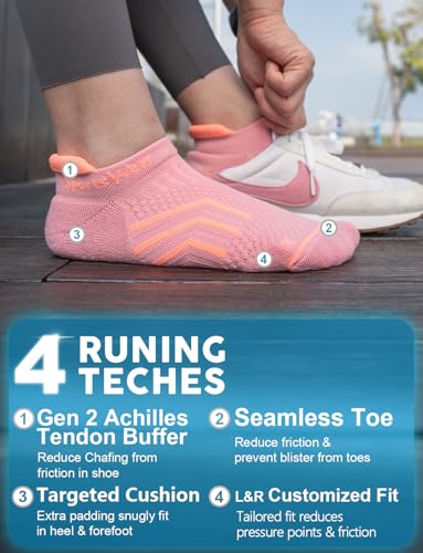 Juclise Women's No Show Compression Running Socks, 3 Pairs - color: Classic Black+glacier White+dusty Pink, size: Small