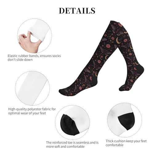 Witchy Moth Compression Socks For Women Men - color: Mystic Moth Floral